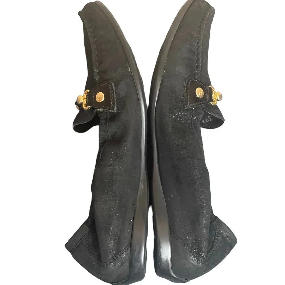 AGL‎ Black metallic suede loafers size 39.5